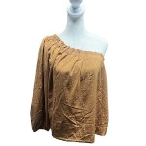 EVEREVE Top Womens Orange Shane One Shoulder Flowy Boho Blouse, Size Small
